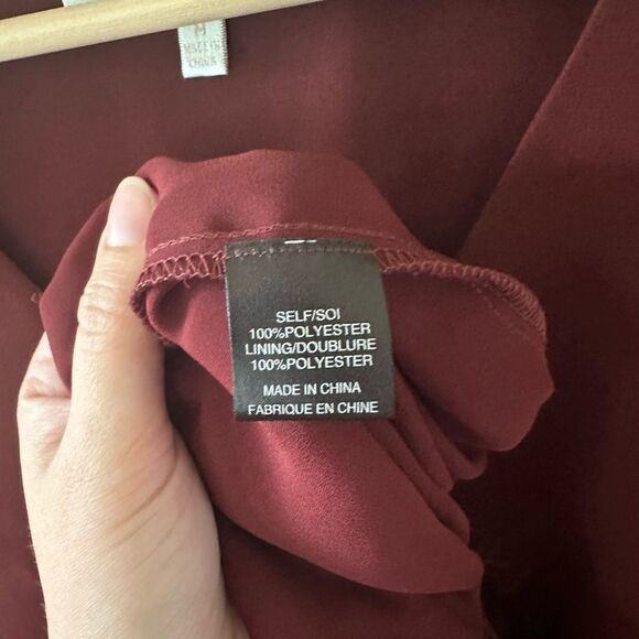 WAYF Halifax Embroidered Bell Sleeve Dress Burgundy Red Size M - Picture 7 of 8